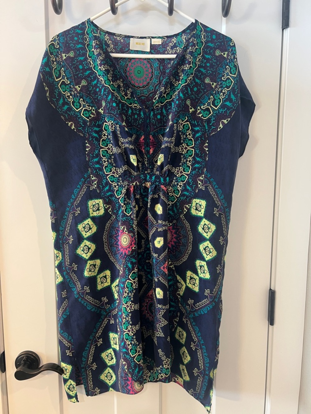 Maeve Anthropologie 100% Silk Boho Medallion Tunic Dress Medium